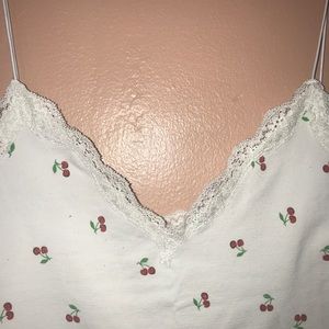 Cherry lace crop top